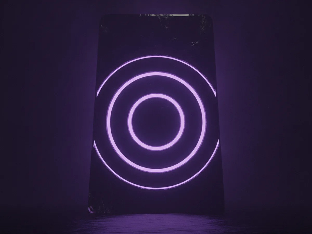 Illustration: a black monolith with three glowing rings